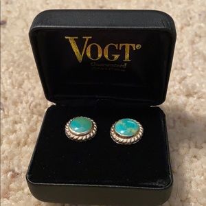 Vogt Vintage Turquoise Stud Earrings